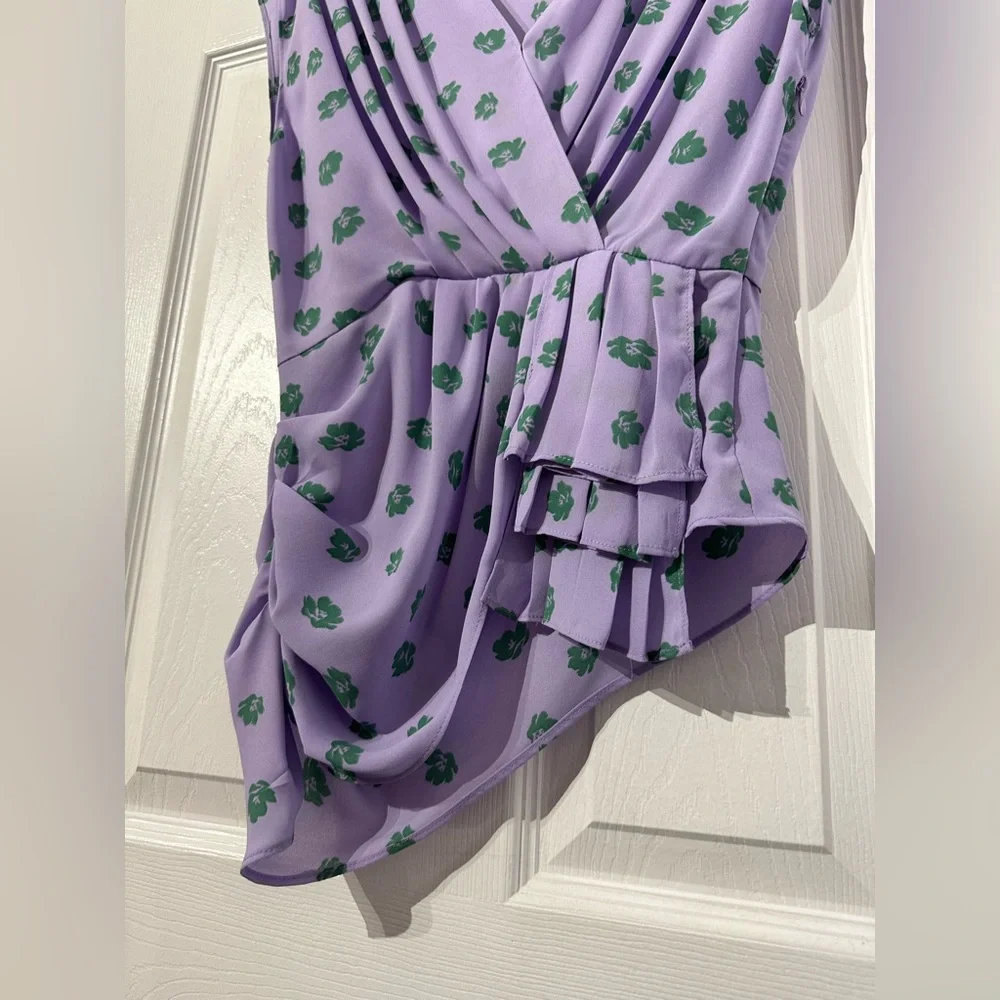 WAYF Purple Asymmetrical Wrap Blouse Cap Sleeve (XS) - Picture 5 of 16